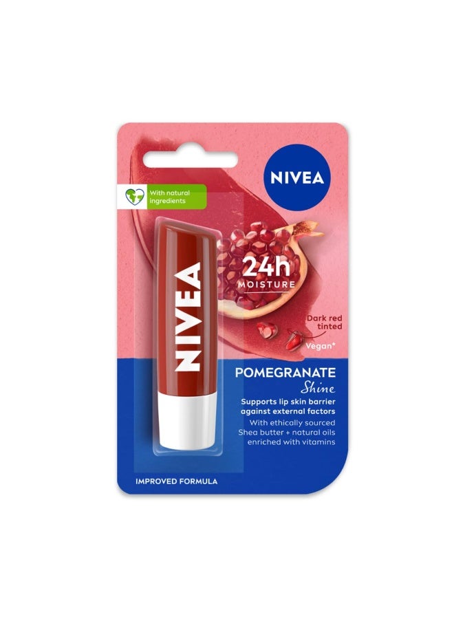 NIVEA Shine Caring Lip Balm, Pomegranate, 4.8G, Red - Image 1
